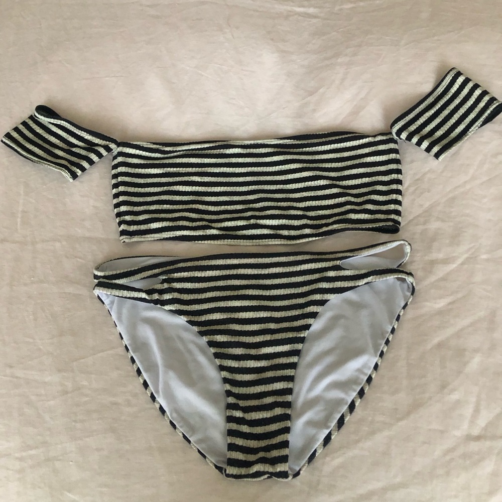 Billabong striped bandeau swim top